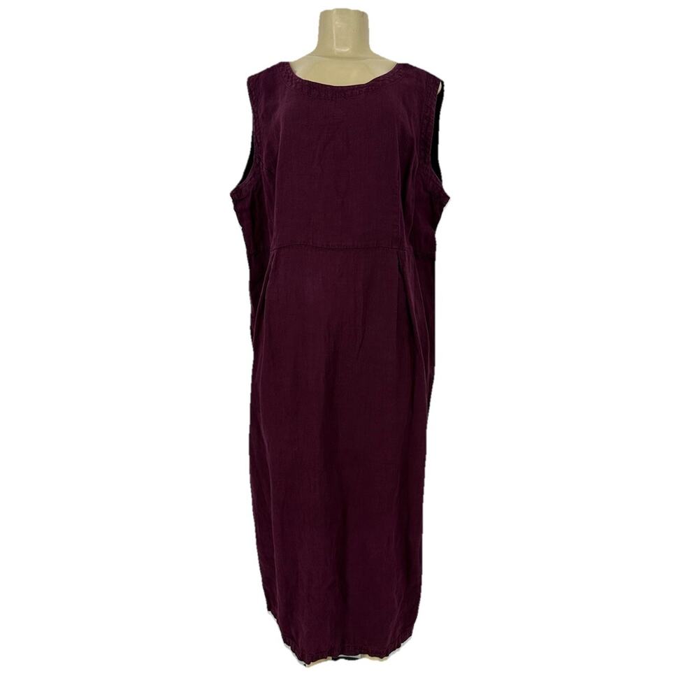 Russ Berens 1X ? Women 100% Linen Maxi Dress Sleeveless Lagenlook Vtg E31